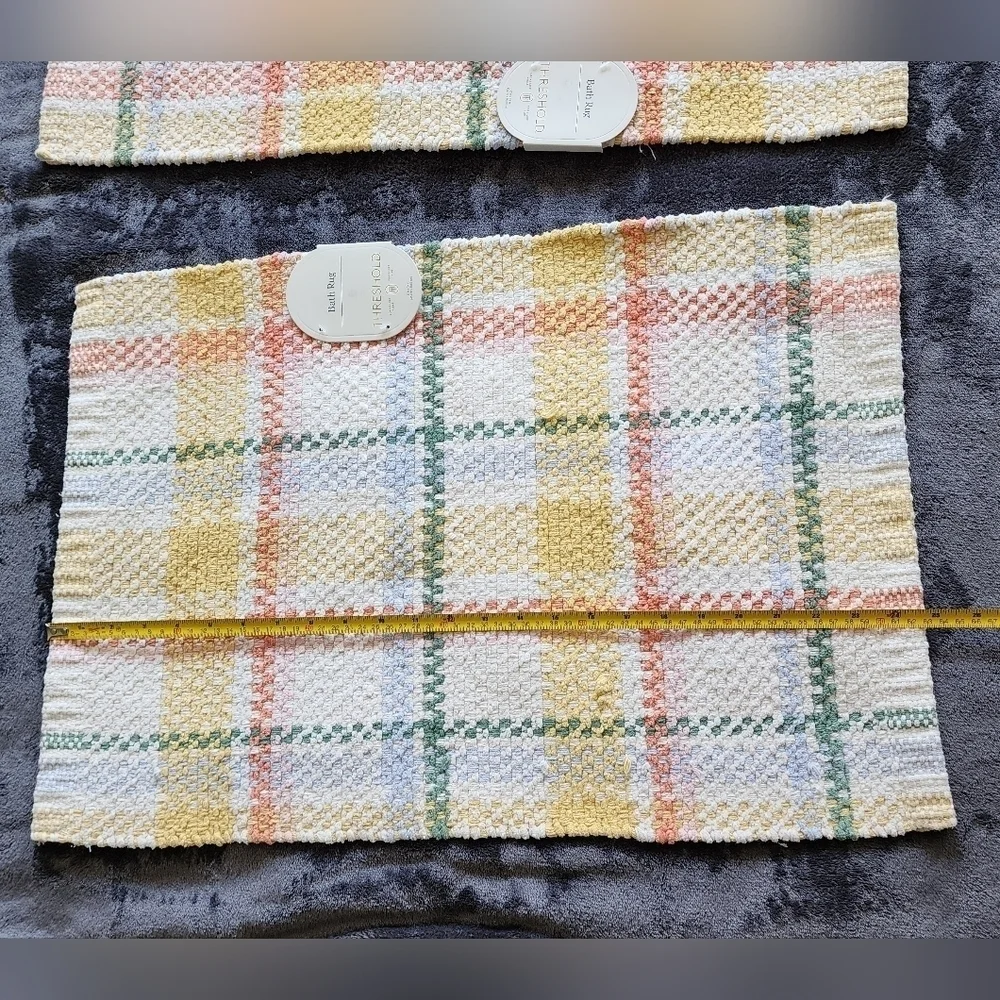 NWT 2 Threshold Springtime Plaid Cotton Bath Rug / mat, 17